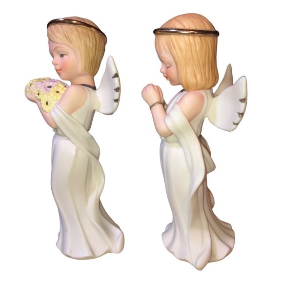 Home Interiors 2 Ceramic Angel Praying Figurines 12245-04 - Picture 2 of 11